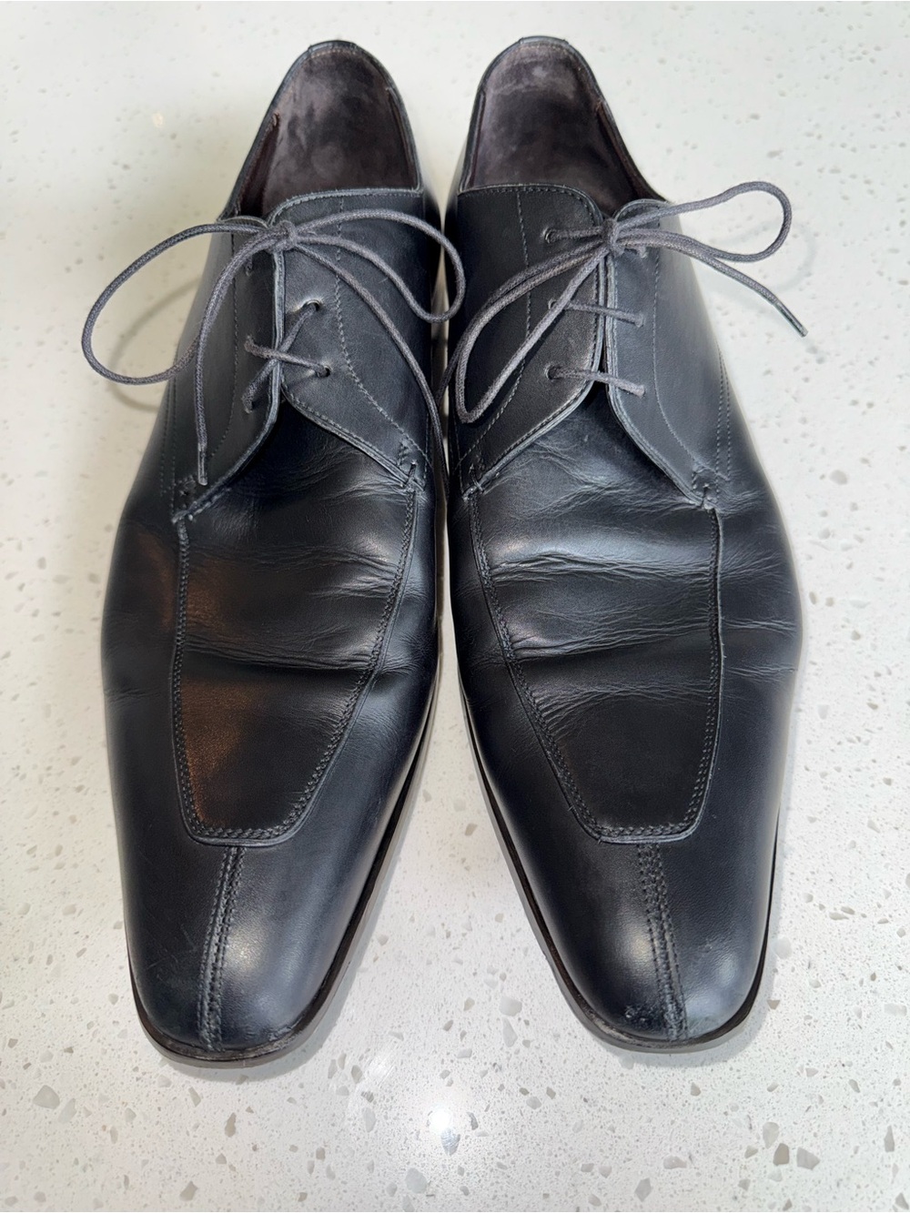 Santoni Black Leather Derby Shoes - Picture 3 of 13